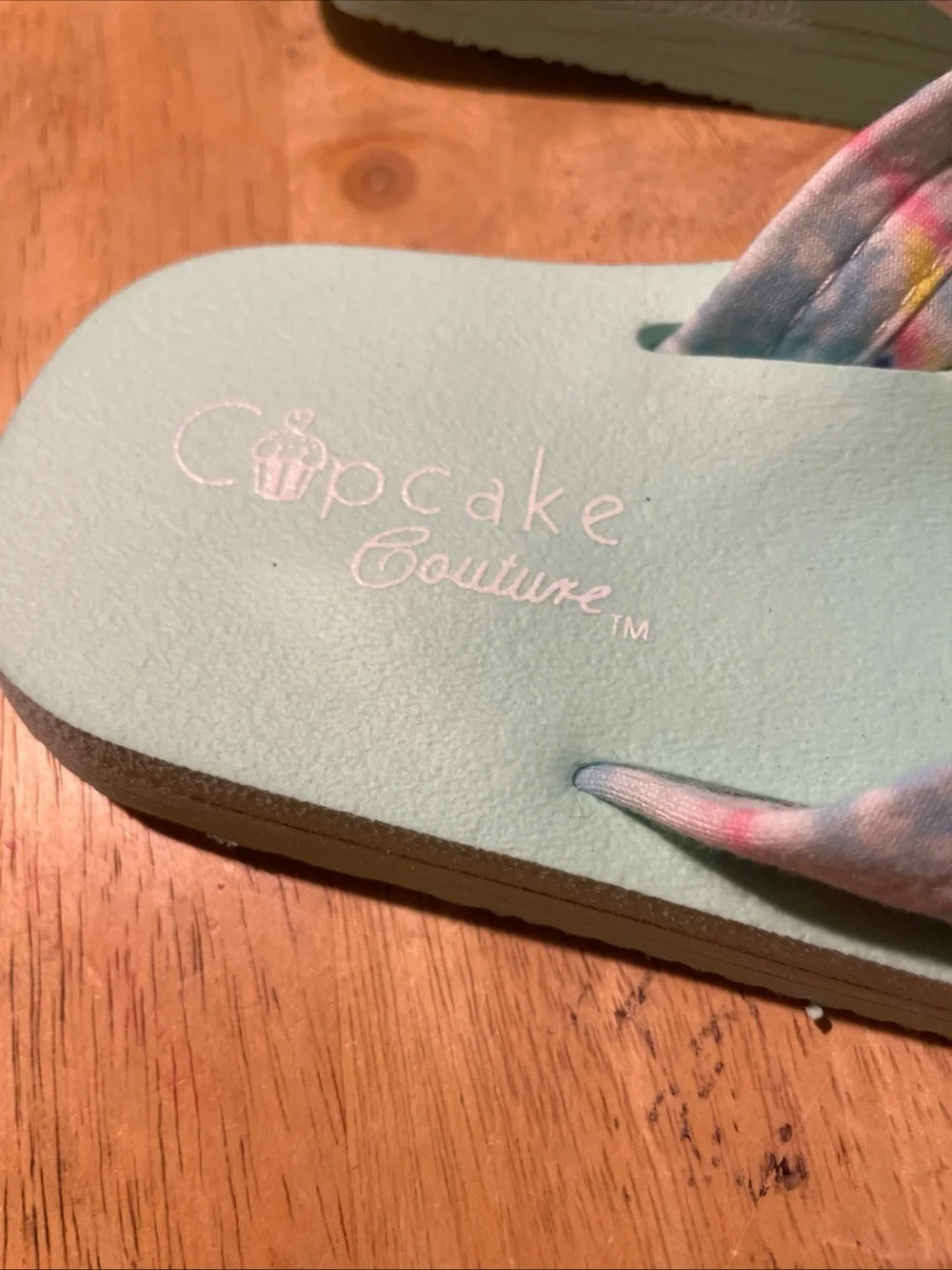 Cupcake Couture Kids' Mint Flip Flop Sandals with Pastel Tie-Dye Straps